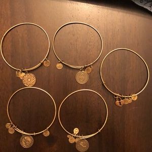 Lot of Alex & Ani bracelets in gold